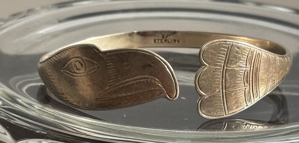 Vintage EJ TOWLE Co (EJT) Sterling EAGLE Tlingit Bill Wilson CUFF BRACELET 20g